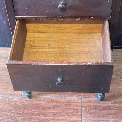 LOT 78: Vintage Wooden Martha Washington Sewing Cabinet with Contents