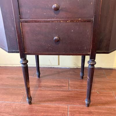 LOT 78: Vintage Wooden Martha Washington Sewing Cabinet with Contents