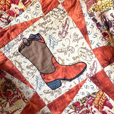 LOT 81: Vintage Western Themed Collection - Quilted Throw Blanket, Red Ryder Comic, Black and White Photographs