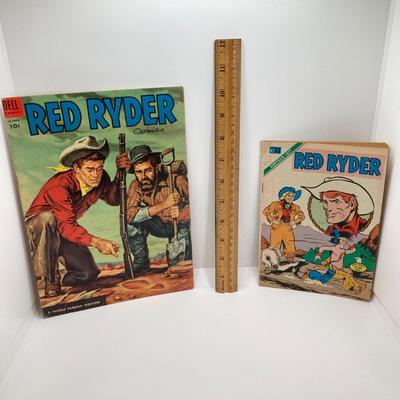 LOT 81: Vintage Western Themed Collection - Quilted Throw Blanket, Red Ryder Comic, Black and White Photographs