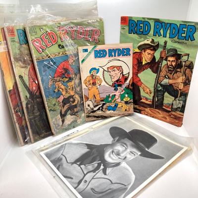 LOT 81: Vintage Western Themed Collection - Quilted Throw Blanket, Red Ryder Comic, Black and White Photographs