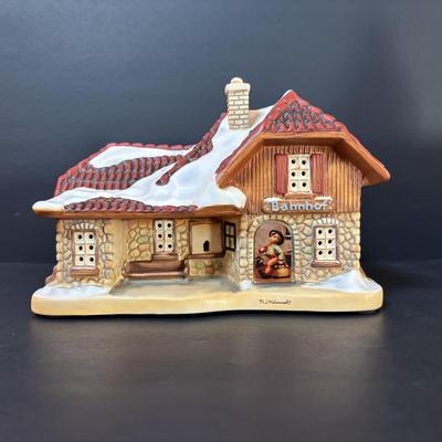 LOT 86: M.J. Hummel Holiday Village: Heavenly Harmony Church & All Aboard Bahnhof Bavarian Cottage