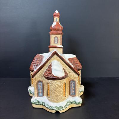 LOT 86: M.J. Hummel Holiday Village: Heavenly Harmony Church & All Aboard Bahnhof Bavarian Cottage