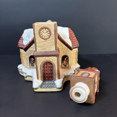 LOT 86: M.J. Hummel Holiday Village: Heavenly Harmony Church & All Aboard Bahnhof Bavarian Cottage
