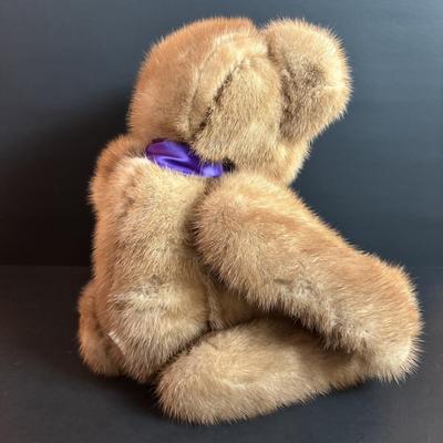 LOT 93: Vintage Handmade Mothers Grimm Real Genuine Mink Fur 18" Teddy Bear Jointed & Lenox Smithsonian Institution Centennial...