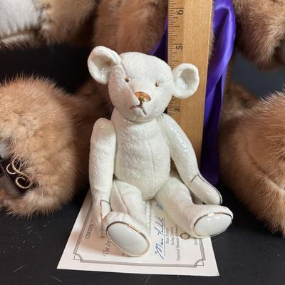 LOT 93: Vintage Handmade Mothers Grimm Real Genuine Mink Fur 18" Teddy Bear Jointed & Lenox Smithsonian Institution Centennial...