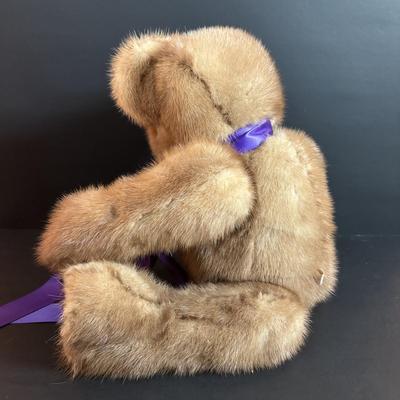 LOT 93: Vintage Handmade Mothers Grimm Real Genuine Mink Fur 18" Teddy Bear Jointed & Lenox Smithsonian Institution Centennial...