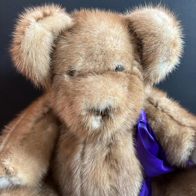 LOT 93: Vintage Handmade Mothers Grimm Real Genuine Mink Fur 18" Teddy Bear Jointed & Lenox Smithsonian Institution Centennial...