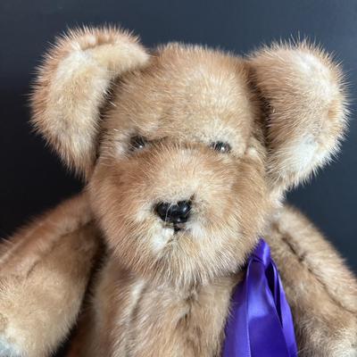 LOT 93: Vintage Handmade Mothers Grimm Real Genuine Mink Fur 18" Teddy Bear Jointed & Lenox Smithsonian Institution Centennial...