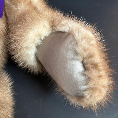 LOT 93: Vintage Handmade Mothers Grimm Real Genuine Mink Fur 18" Teddy Bear Jointed & Lenox Smithsonian Institution Centennial...