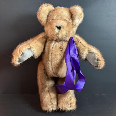 LOT 93: Vintage Handmade Mothers Grimm Real Genuine Mink Fur 18" Teddy Bear Jointed & Lenox Smithsonian Institution Centennial...