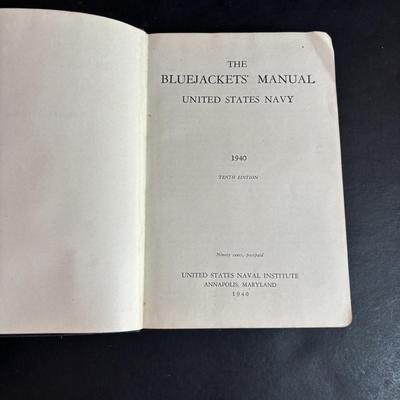 LOT 95: Vintage US Naval Artificer's Manuel, US Navy War Photographs, The Blue Jackets Manual 1940, Sergeant Terri Bull Infantry...