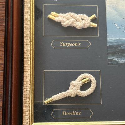 LOT 96: Nautical 8 Knot Maritime Shadow Box & 3 Model Wooden Ships