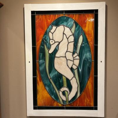 LOT 97: Handcrafted Seahorse-Stained Glass