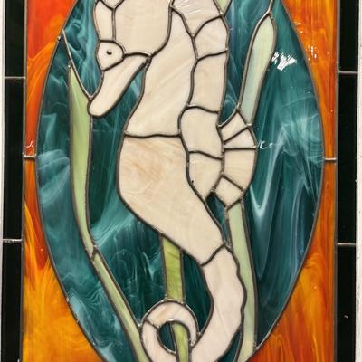LOT 97: Handcrafted Seahorse-Stained Glass