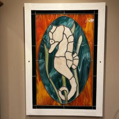 LOT 97: Handcrafted Seahorse-Stained Glass