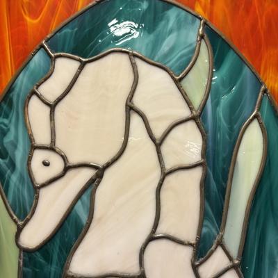LOT 97: Handcrafted Seahorse-Stained Glass