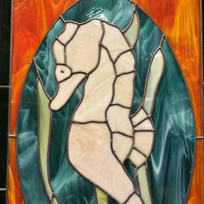 LOT 97: Handcrafted Seahorse-Stained Glass