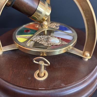 LOT 91: The San Franciso Music Box Company Wood & Brass Moving Kaleidoscope - Works