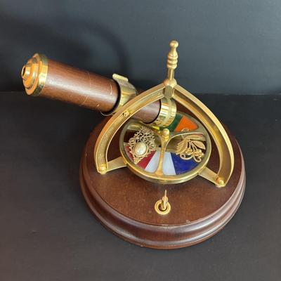 LOT 91: The San Franciso Music Box Company Wood & Brass Moving Kaleidoscope - Works