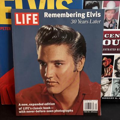 LOT 98: Elvis Presley Collection: Stamps, 8-Tracks, Magazines along with A Century of Country Book
