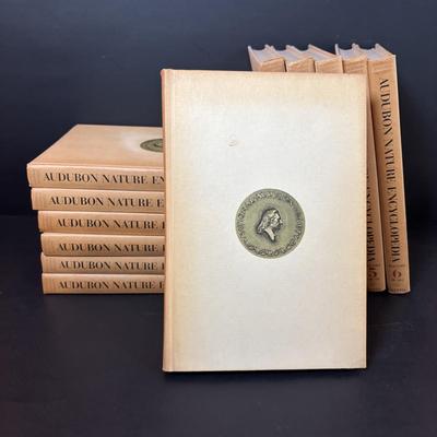 LOT 99: Audubon Nature Encyclopedia Volumes 1-12, Handmade Bird Wall Hanging Quilt, Crystal Hummingbird Paperweight & More