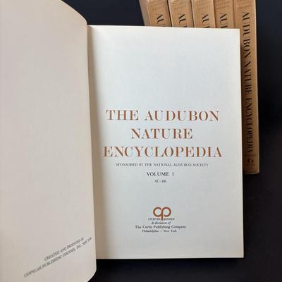 LOT 99: Audubon Nature Encyclopedia Volumes 1-12, Handmade Bird Wall Hanging Quilt, Crystal Hummingbird Paperweight & More