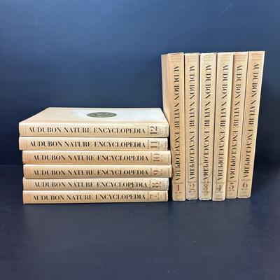 LOT 99: Audubon Nature Encyclopedia Volumes 1-12, Handmade Bird Wall Hanging Quilt, Crystal Hummingbird Paperweight & More