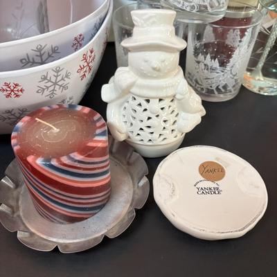 LOT 100: Holiday Entertaining Collection & More: Pfaltzgraff Winterberry Divided Platter, Princess House Ice Bucket & Oil Lamp,...