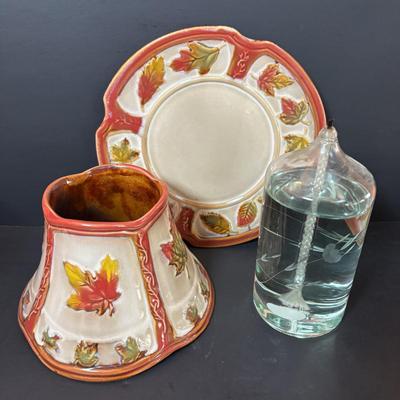 LOT 100: Holiday Entertaining Collection & More: Pfaltzgraff Winterberry Divided Platter, Princess House Ice Bucket & Oil Lamp,...