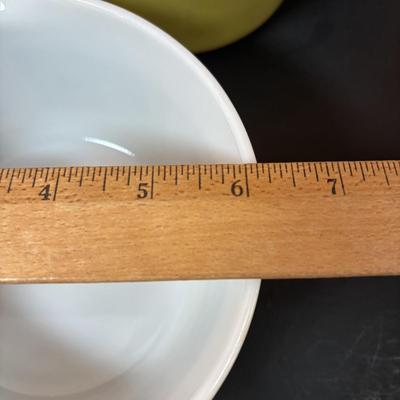 LOT 103: Vintage Pyrex Green Autumn Floral Verde Cinderella Casserole Dishes