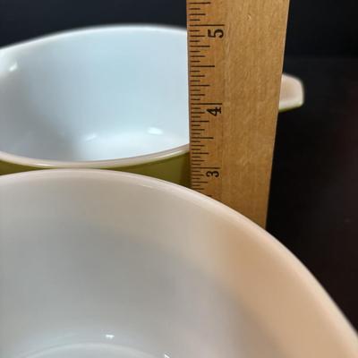 LOT 103: Vintage Pyrex Green Autumn Floral Verde Cinderella Casserole Dishes