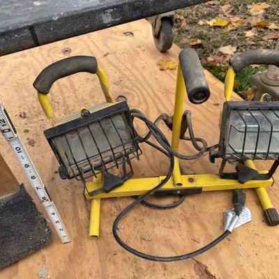 LOT 110: Scaffolding, Furniture Dolly, Dual Shop Light