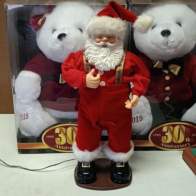 LOT 112: Vintage Christmas Teddy Bears, Loaf Pans, Dancing Santa & More