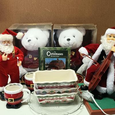 LOT 112: Vintage Christmas Teddy Bears, Loaf Pans, Dancing Santa & More