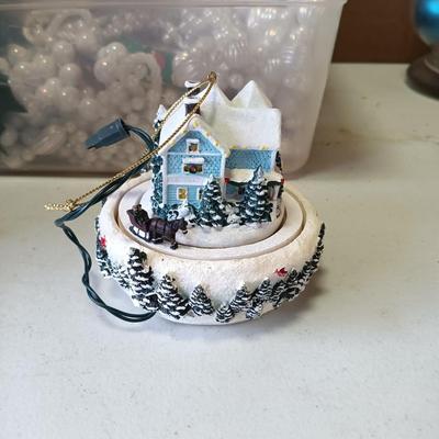 LOT 116: Vintage Bisque Pottery Nativity Figurines, Art Glass Ornaments, Glass Bells & More