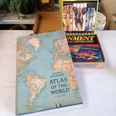 LOT 126: National Geographic 1975 Atlas of the World, On Assignment Board Game & Magazines on CD-ROM