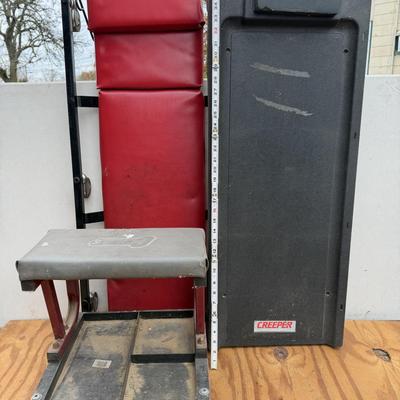 LOT:: 127 - Mechanic Floor Creepers/Stool, Heavy Duty Boston, Mass Jack, small jack -JLP - garage