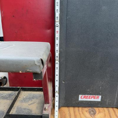 LOT:: 127 - Mechanic Floor Creepers/Stool, Heavy Duty Boston, Mass Jack, small jack -JLP - garage