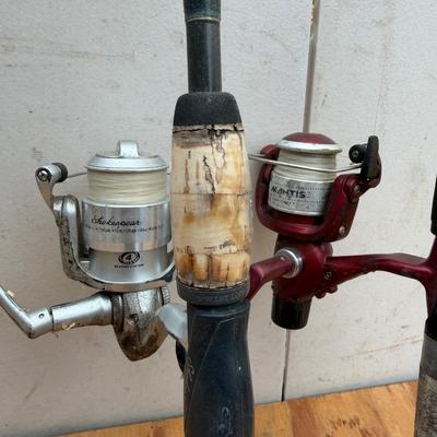 LOT 132 - Fishing Pole Lot w/ Philadelphia Eagles Chair & Tackle Boxes