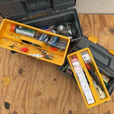 LOT 132 - Fishing Pole Lot w/ Philadelphia Eagles Chair & Tackle Boxes