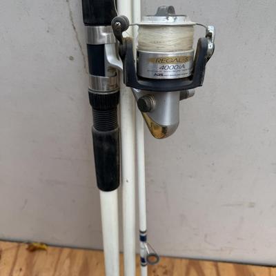 LOT 132 - Fishing Pole Lot w/ Philadelphia Eagles Chair & Tackle Boxes