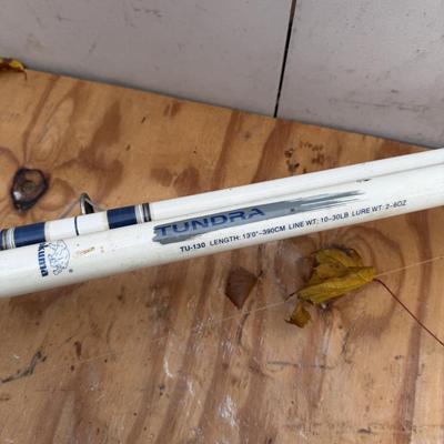 LOT 132 - Fishing Pole Lot w/ Philadelphia Eagles Chair & Tackle Boxes