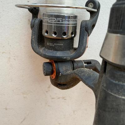 LOT 132 - Fishing Pole Lot w/ Philadelphia Eagles Chair & Tackle Boxes