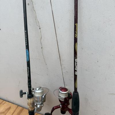 LOT 132 - Fishing Pole Lot w/ Philadelphia Eagles Chair & Tackle Boxes