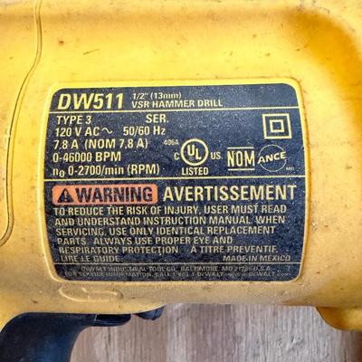 LOT 146 - Makita Cordless Drill, Dewalt Hammer Drill, & Auger Drill Bit Set