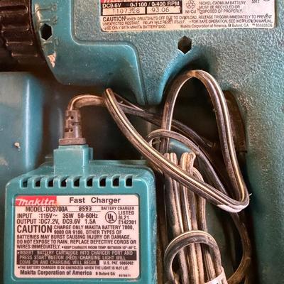 LOT 146 - Makita Cordless Drill, Dewalt Hammer Drill, & Auger Drill Bit Set