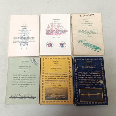 LOT 147: Elisha Webb & Son Co. Ship Equipment Catalog, Old Ironsides Sketchbook, Sun Shipbuilding and Lodge 802 Agreement Programs...
