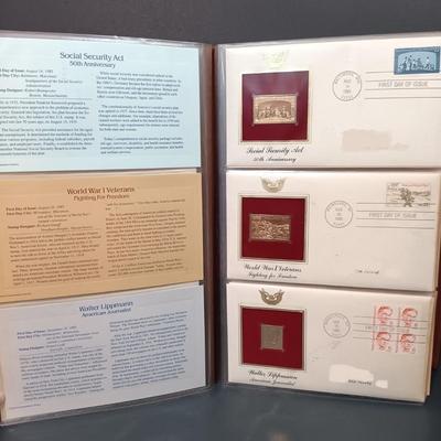 LOT 157: Postal Commemorative Society 22kt Gold Proof Replicas of US Stamps (23 Pages)
