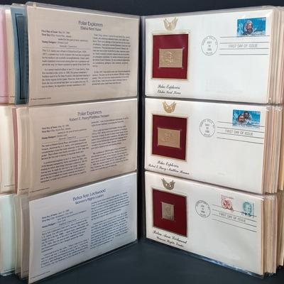 LOT 157: Postal Commemorative Society 22kt Gold Proof Replicas of US Stamps (23 Pages)